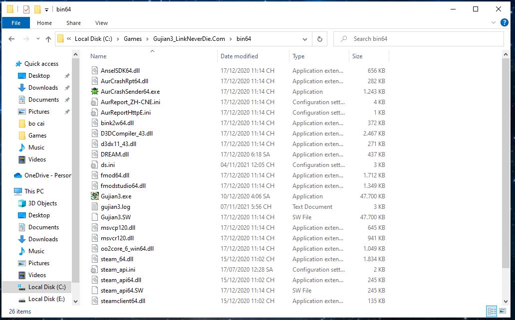 Lỗi C++ runtime trò chơi Gujian 3