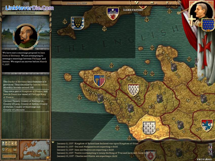 Hình ảnh trong game Crusader Kings (screenshot) Hình ảnh trong game Crusader Kings (screenshot)