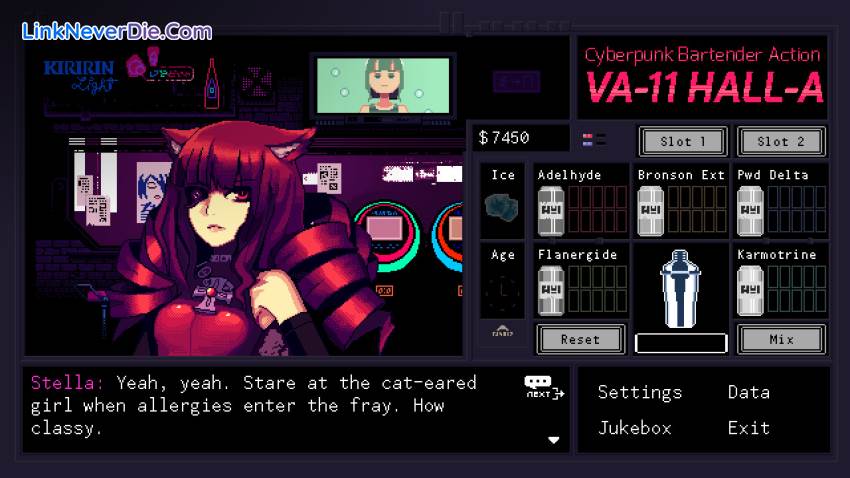 Hình ảnh trong game VA-11 Hall-A: Cyberpunk Bartender Action (screenshot) Hình ảnh trong game VA-11 Hall-A: Cyberpunk Bartender Action (screenshot)