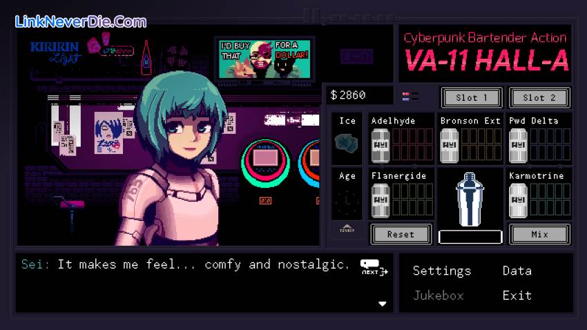 Hình ảnh trong game VA-11 Hall-A: Cyberpunk Bartender Action (screenshot) Hình ảnh trong game VA-11 Hall-A: Cyberpunk Bartender Action (screenshot)