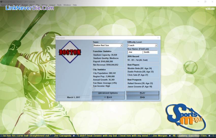 Hình ảnh trong game Baseball Mogul (screenshot) Hình ảnh trong game Baseball Mogul (screenshot)