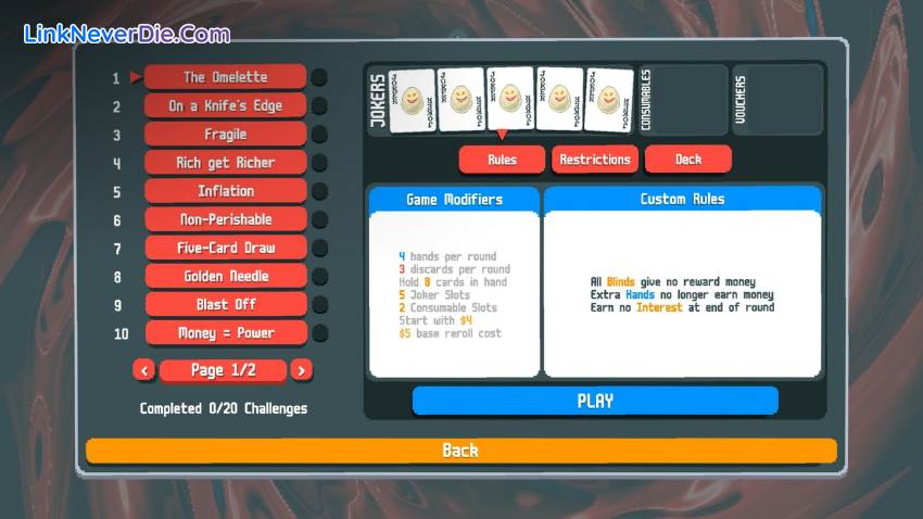 Hình ảnh trong game Balatro (screenshot) Hình ảnh trong game Balatro (screenshot)